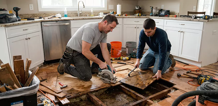 Kitchen Floor Water Damage Repair in La Verne